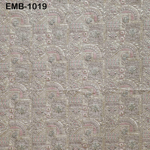Beige Embroidery Fabric by the yard Sewing Crafting Embroidered Indian Wedding Dress Costumes Victorian Bags Throw Pillow Junk Journals