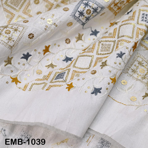White Embroidered Fabric by the yard Sewing DIY Crafting Embroidery Wedding Costumes Dolls Tote Bag Renaissance Dress Home Decor Upholstery
