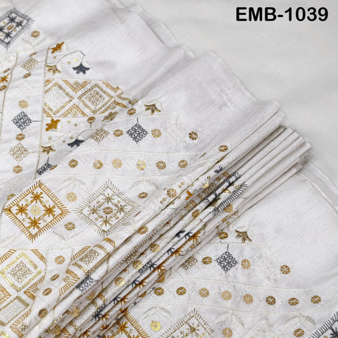 White Embroidered Fabric by the yard Sewing DIY Crafting Embroidery Wedding Costumes Dolls Tote Bag Renaissance Dress Home Decor Upholstery