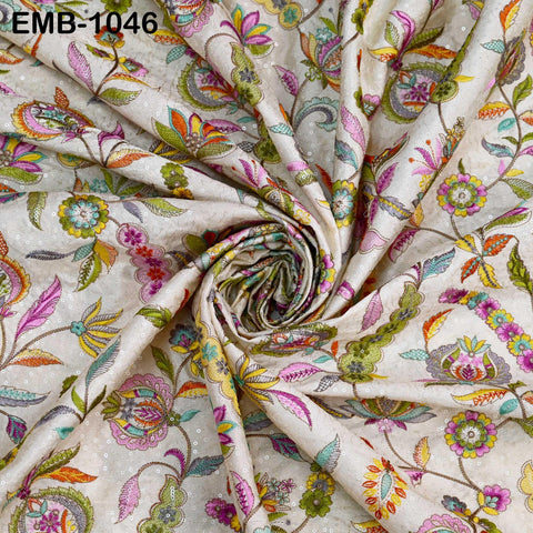 Embroidered Fabric by the Yard for Sewing DIY Crafting Embroidery Wedding Dress Costumes, dolls, bags, table runners, blouses