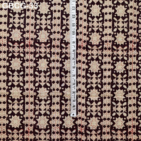 Block-Printed Floral Cotton Fabric, Summer Dress Sewing Material by the Yard, Green, Pink
