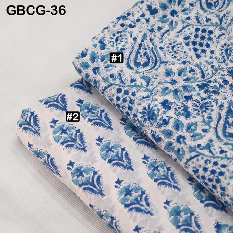Block-Printed Floral Cotton Fabric, Summer Dress Sewing Material by the Yard, Green, Pink