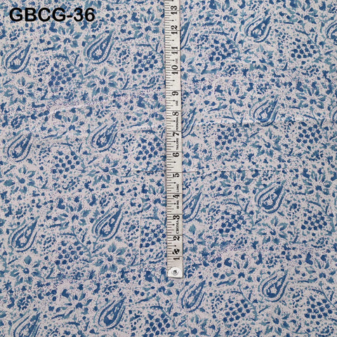 Block-Printed Floral Cotton Fabric, Summer Dress Sewing Material by the Yard, Green, Pink