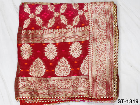 Indian Bandhini Brocade Bridal Chunni Stole Women Evening Scarves Pakistani Bridal Veil Punjabi Wraps Long Scarves Gifts