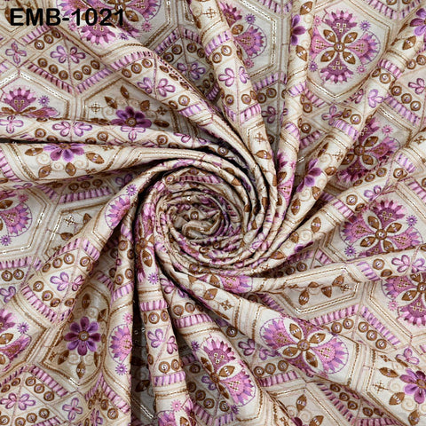 Indian Embroidered Fabric by the yard Sewing DIY Crafting Embroidery Wedding Dress Costumes Dolls Bags Cushion Covers Table Runners Blouses