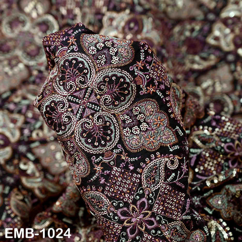 Indian Embroidery Fabric by the yard Embroidered Wedding Costumes Fabric Regency Reticules Victorian Handbags Marie Antoinette Junk Journals