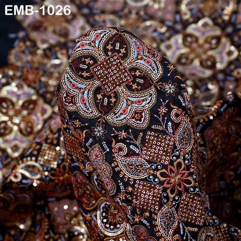 Indian Embroidery Fabric by the yard Embroidered Wedding Costumes Fabric Regency Reticules Victorian Handbags Marie Antoinette Junk Journals