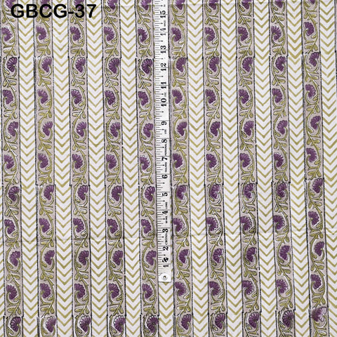 Block-Printed Floral Cotton Fabric, Summer Dress Sewing Material by the Yard, Green, Pink