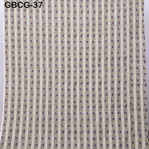 Block-Printed Floral Cotton Fabric, Summer Dress Sewing Material by the Yard, Green, Pink