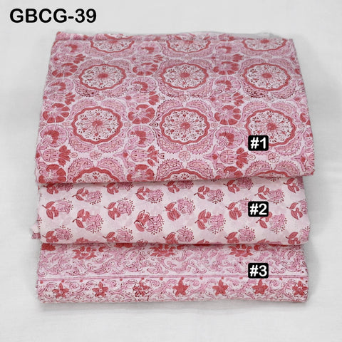 Block-Printed Floral Cotton Fabric, Summer Dress, Sleepwear Pajamas Sewing Material by the Yard, Pink and White