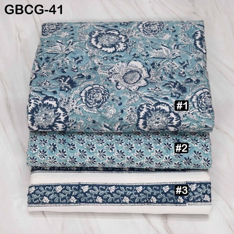 Block-Printed Floral Cotton Fabric, Summer Dress Sewing Material by the Yard, Grey, White