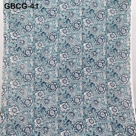 Block-Printed Floral Cotton Fabric, Summer Dress Sewing Material by the Yard, Grey, White