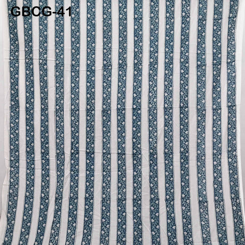 Block-Printed Floral Cotton Fabric, Summer Dress Sewing Material by the Yard, Grey, White