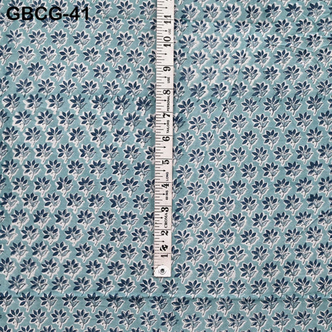 Block-Printed Floral Cotton Fabric, Summer Dress Sewing Material by the Yard, Grey, White
