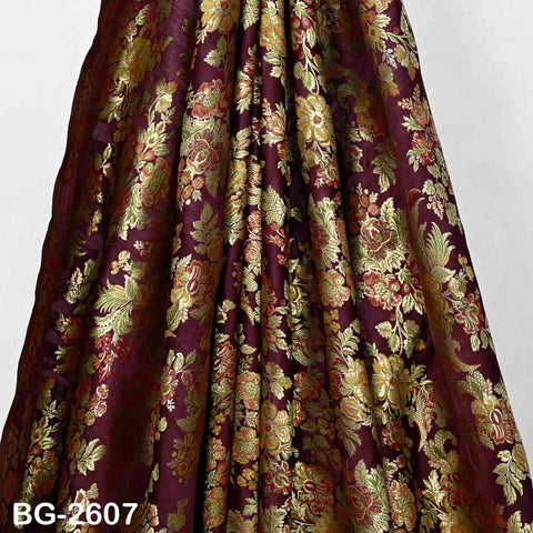 Dress Material Brocade Fabric by the Yard Historic Costume Indian Banarasi Wedding Skirts Banaras Knee Length Coat Sewing Upholstery Drapery