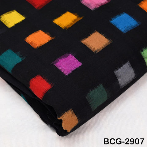 Handloom Ikat Cotton Fabric by the Yard Indian Handwoven Yarn Dyed Kids Summer Dresses Women Apparel Home Furnishing Curtains Pillowcases