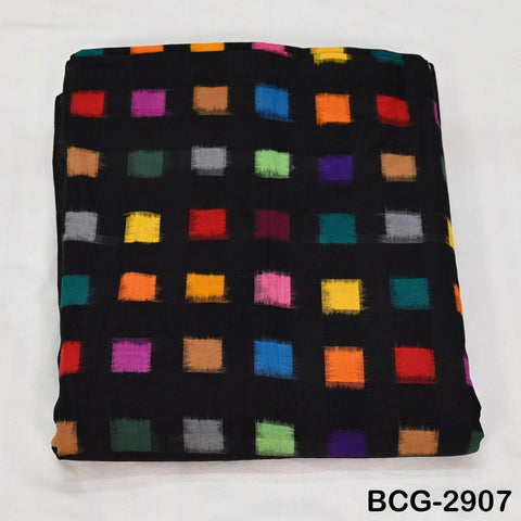 Handloom Ikat Cotton Fabric by the Yard Indian Handwoven Yarn Dyed Kids Summer Dresses Women Apparel Home Furnishing Curtains Pillowcases