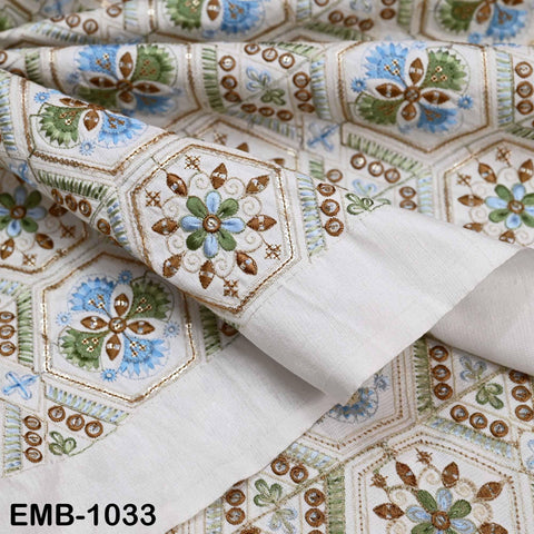 Indian Embroidered Fabric by the yard Sewing DIY Crafting Embroidery Wedding Dress Costumes Dolls Bags Cushion Covers Table Runners Blouses