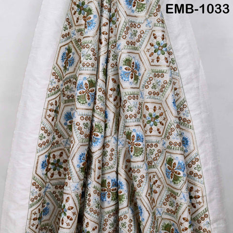 Indian Embroidered Fabric by the yard Sewing DIY Crafting Embroidery Wedding Dress Costumes Dolls Bags Cushion Covers Table Runners Blouses