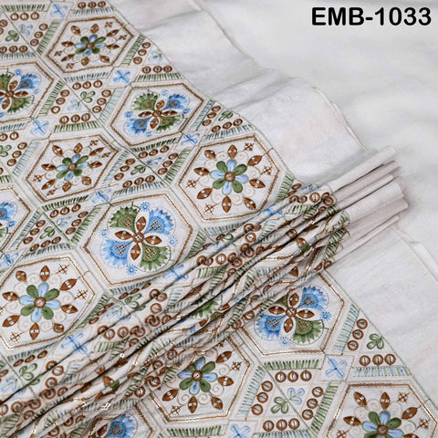 Indian Embroidered Fabric by the yard Sewing DIY Crafting Embroidery Wedding Dress Costumes Dolls Bags Cushion Covers Table Runners Blouses