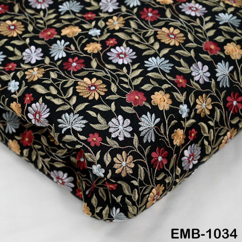 Embroidered Fabric by the yard Sewing DIY Crafting Indian Embroidery Wedding Dress Costumes Dolls Bags Cushion Covers Table Runners Blouses