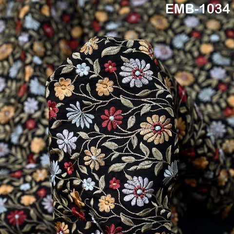 Embroidered Fabric by the yard Sewing DIY Crafting Indian Embroidery Wedding Dress Costumes Dolls Bags Cushion Covers Table Runners Blouses