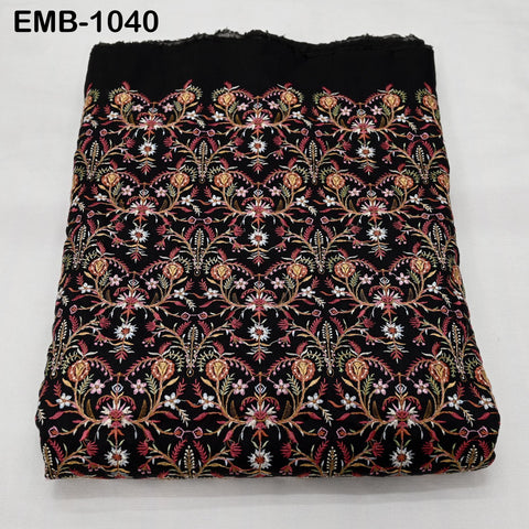 Indian Embroidered Fabric by the yard Sewing DIY Crafting Embroidery Wedding Dresses Fabric Costumes Dolls Bags Cushion Covers Table Runners