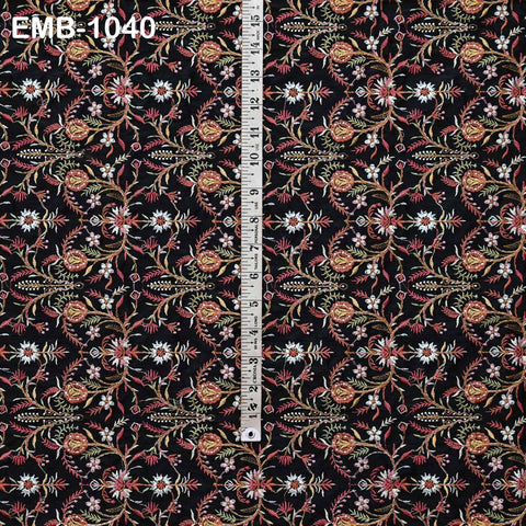 Indian Embroidered Fabric by the yard Sewing DIY Crafting Embroidery Wedding Dresses Fabric Costumes Dolls Bags Cushion Covers Table Runners