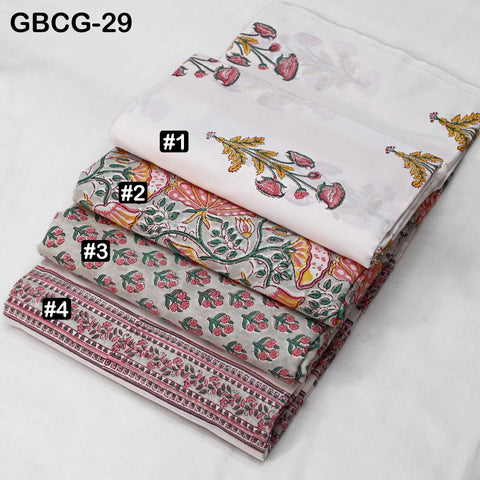 Block Printed Floral Cotton Fabric, Summer Dress, Sleepwear Pajamas Sewing Material by the Yard, Green and white