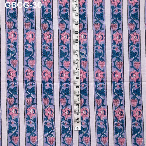 Block Printed Floral Cotton Fabric, Summer Dress, Sleepwear Pajamas Sewing Material by the Yard, Green and white
