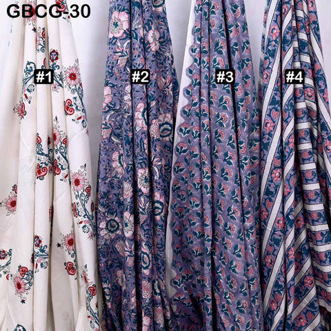 Block Printed Floral Cotton Fabric, Summer Dress, Sleepwear Pajamas Sewing Material by the Yard, Green and white