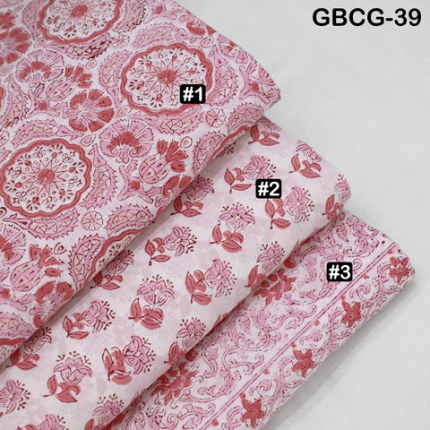 Block-Printed Floral Cotton Fabric, Summer Dress, Sleepwear Pajamas Sewing Material by the Yard, Pink and White