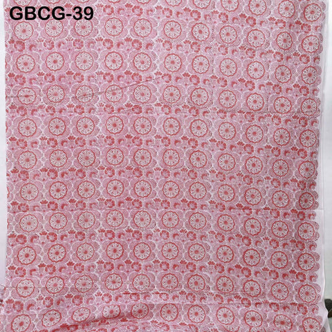 Block-Printed Floral Cotton Fabric, Summer Dress, Sleepwear Pajamas Sewing Material by the Yard, Pink and White