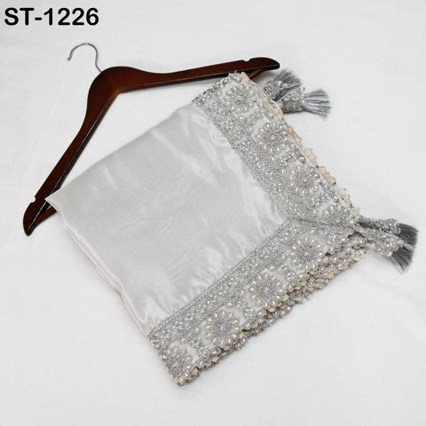 Silver Zari Tissue Dupatta for Women, Bridal Wedding lehenga Heavy Chunni Veil Sequin Scarf, Indian Ethnic Dress Costume Bridesmaid's Gift