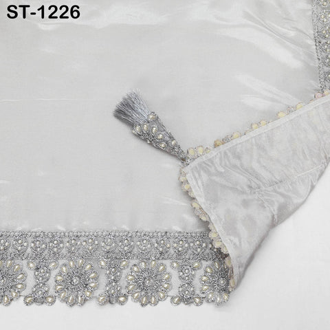 Silver Zari Tissue Dupatta for Women, Bridal Wedding lehenga Heavy Chunni Veil Sequin Scarf, Indian Ethnic Dress Costume Bridesmaid's Gift