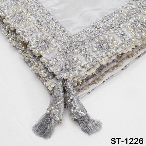 Silver Zari Tissue Dupatta for Women, Bridal Wedding lehenga Heavy Chunni Veil Sequin Scarf, Indian Ethnic Dress Costume Bridesmaid's Gift
