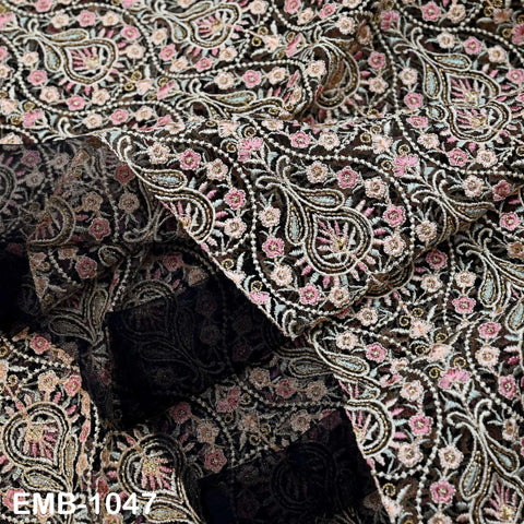 Indian Embroidery Fabric by the yard Embroidered Wedding Costumes Fabric Regency Reticules Victorian Handbags Marie Antoinette Junk Journals