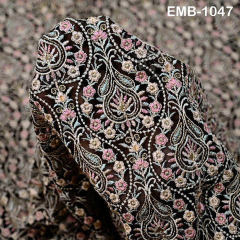 Indian Embroidery Fabric by the yard Embroidered Wedding Costumes Fabric Regency Reticules Victorian Handbags Marie Antoinette Junk Journals