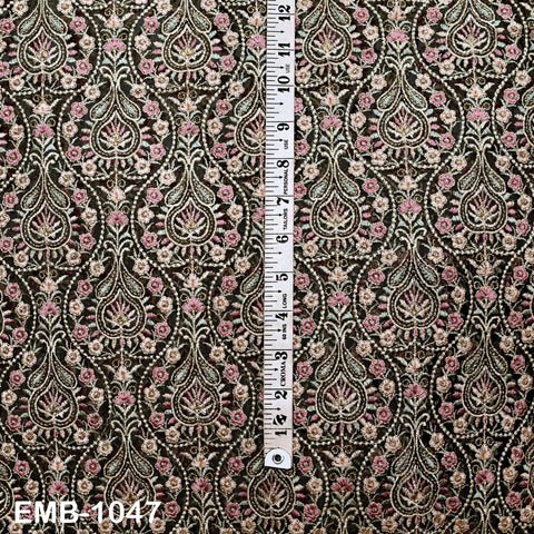 Indian Embroidery Fabric by the yard Embroidered Wedding Costumes Fabric Regency Reticules Victorian Handbags Marie Antoinette Junk Journals