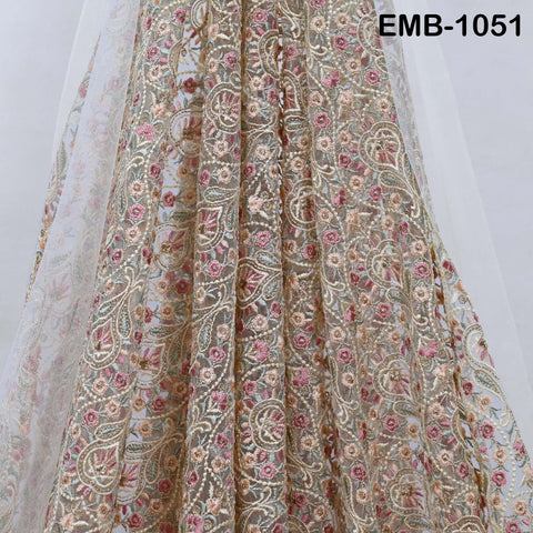 Indian Embroidery Fabric by the yard Embroidered Wedding Costumes Fabric Regency Reticules Victorian Handbags Marie Antoinette Junk Journals