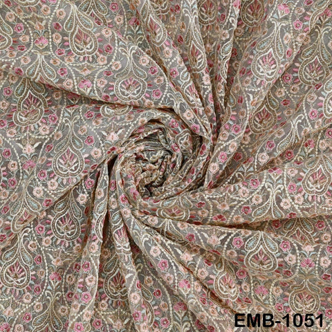 Indian Embroidery Fabric by the yard Embroidered Wedding Costumes Fabric Regency Reticules Victorian Handbags Marie Antoinette Junk Journals