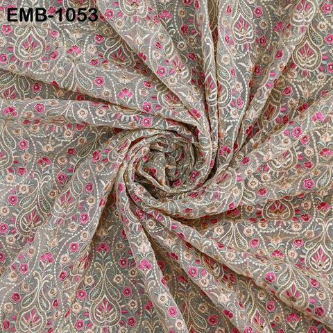 Indian Embroidery Fabric by the yard Embroidered Wedding Costumes Fabric Regency Reticules Victorian Handbags Marie Antoinette Junk Journals