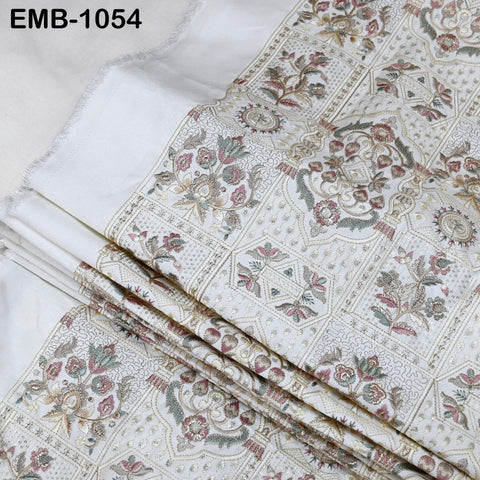 50" Indian Embroidered Fabric by the Yard for Sewing DIY Crafting, Embroidery, Wedding Dresses, Costumes, Dolls, Bags, and Pillow Covers