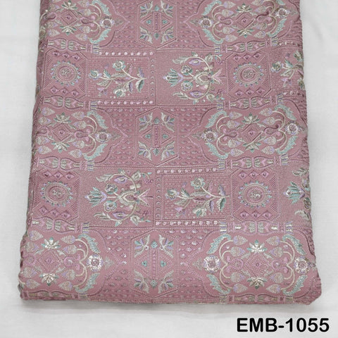 50-inch Indian Embroidered Fabric by Yard: Dusty Pink Viscose, Sequins, Wedding Dress Crafting