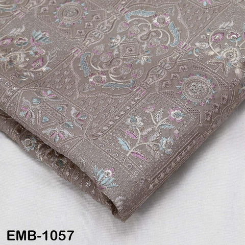 50-inch Indian Embroidered Fabric by Yard: Dusty Pink Viscose, Sequins, Wedding Dress Crafting