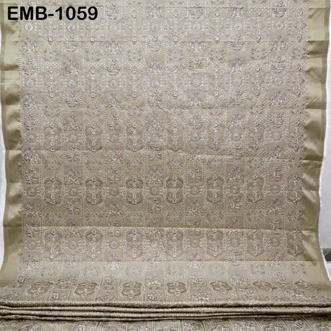 50-inch Indian Embroidered Fabric by Yard: Dusty Pink Viscose, Sequins, Wedding Dress Crafting
