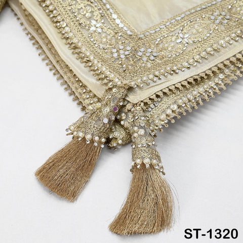 Gold Zari Tissue Dupatta for Women, Bridal Wedding lehenga Heavy Chunni Veil Sequin Scarf, Indian Ethnic Dress Costume Bridesmaid's Gift