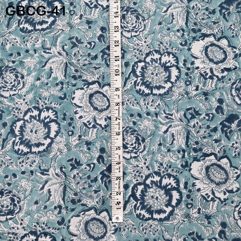 Block-Printed Floral Cotton Fabric, Summer Dress Sewing Material by the Yard, Grey, White