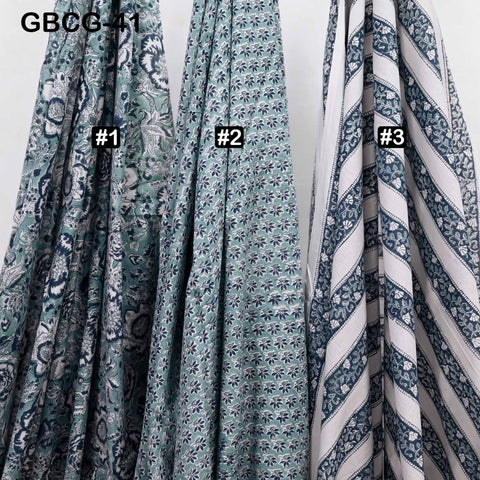 Block-Printed Floral Cotton Fabric, Summer Dress Sewing Material by the Yard, Grey, White