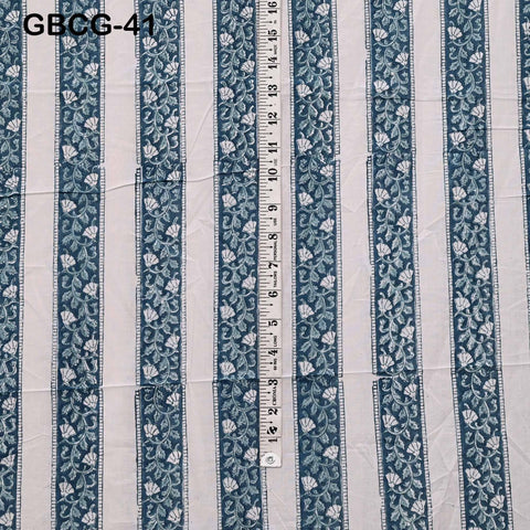Block-Printed Floral Cotton Fabric, Summer Dress Sewing Material by the Yard, Grey, White